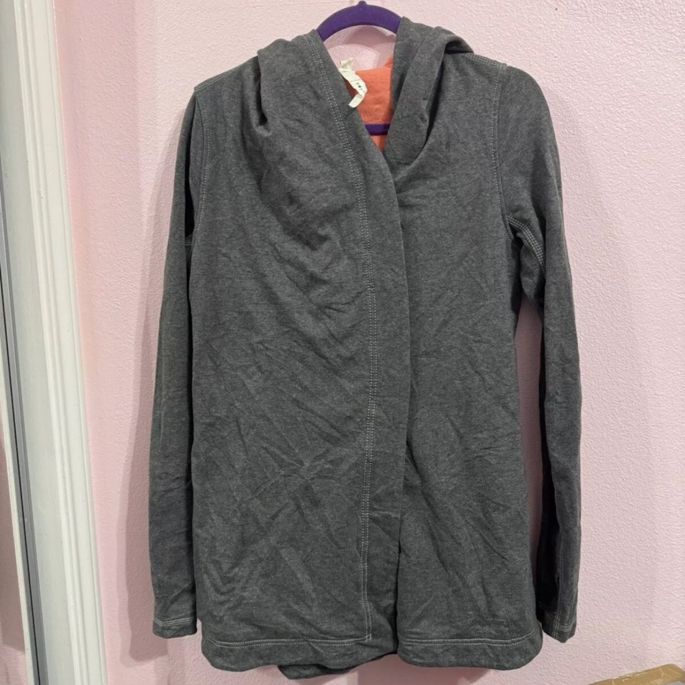 Lululemon Awareness Wrap Womens 8 Hoodie Gray Persimmon Sweatshirt Jacket